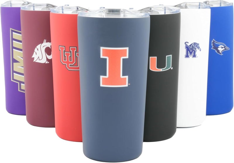 Decorvo Officially Licensed Collegiate Stainless Steel Tumbler - Double Walled Insulated Travel Tumbler with Slide Lid - 18 oz (Illinois) - Image 1